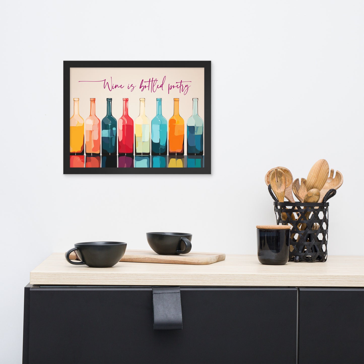 Wine Is Bottled Poetry - framed poster