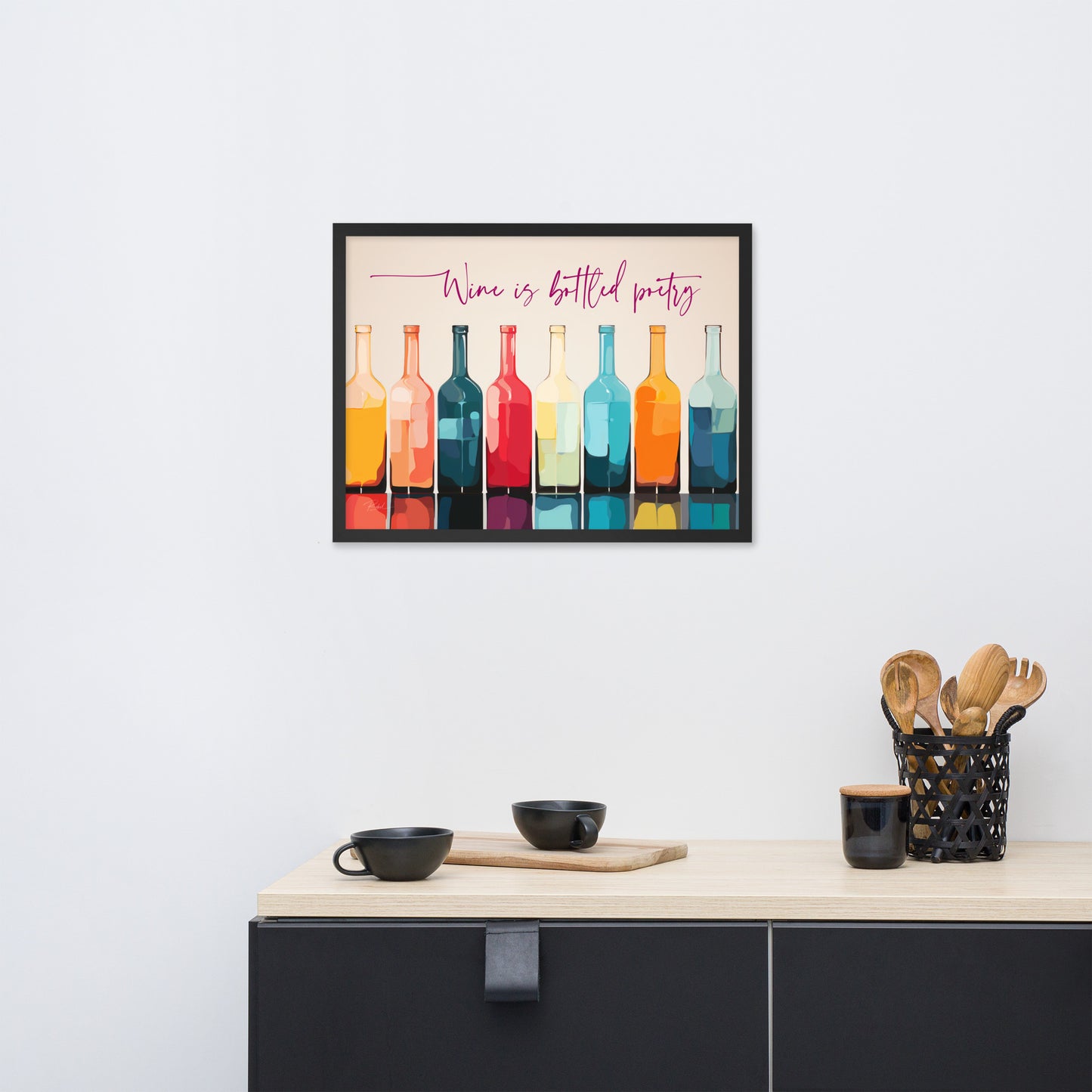 Wine Is Bottled Poetry - framed poster